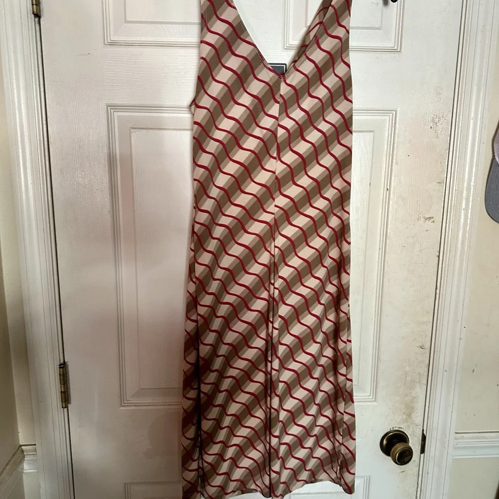 Women’s Fun Sleeveless Wavy Striped Sheath Dress With Cowled Neck Size Large - Picture 2 of 3